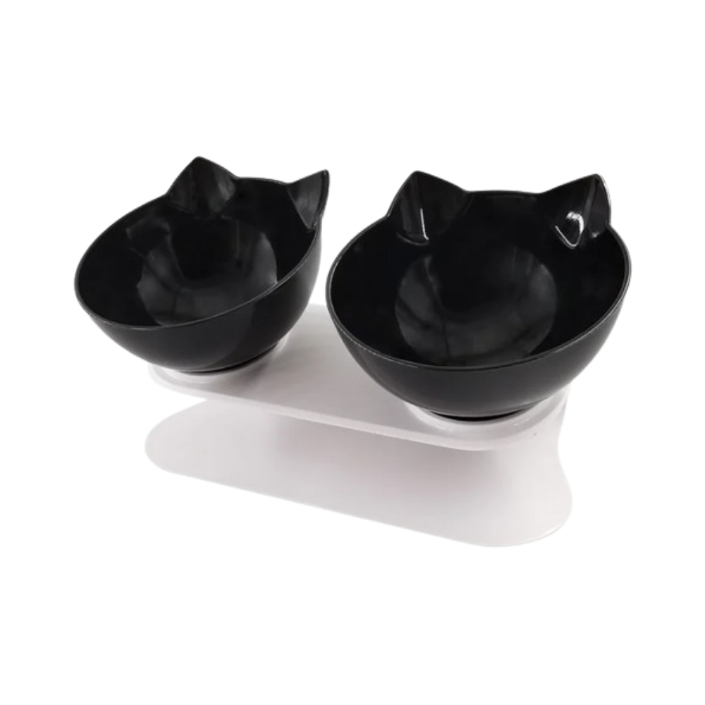 Ciotola comfort rialzata per gatti -Nero/Doppio - Ozerty