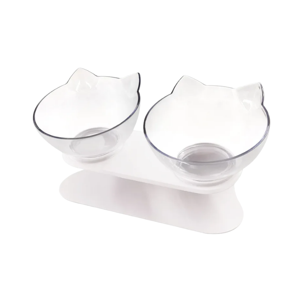 Ciotola comfort rialzata per gatti -Trasparente/Doppio - Ozerty