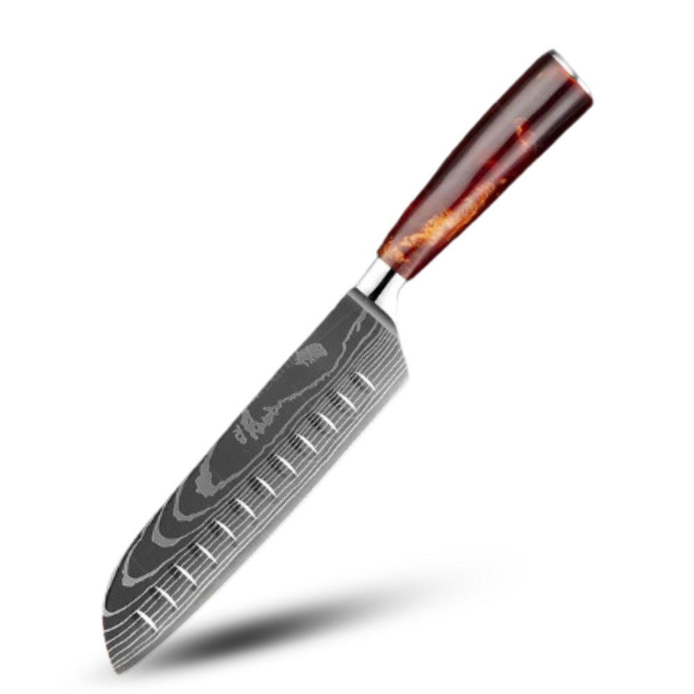 Coltelli giapponesi della serie Terra di fuoco -Coltello Santoku 18 cm - Ozerty