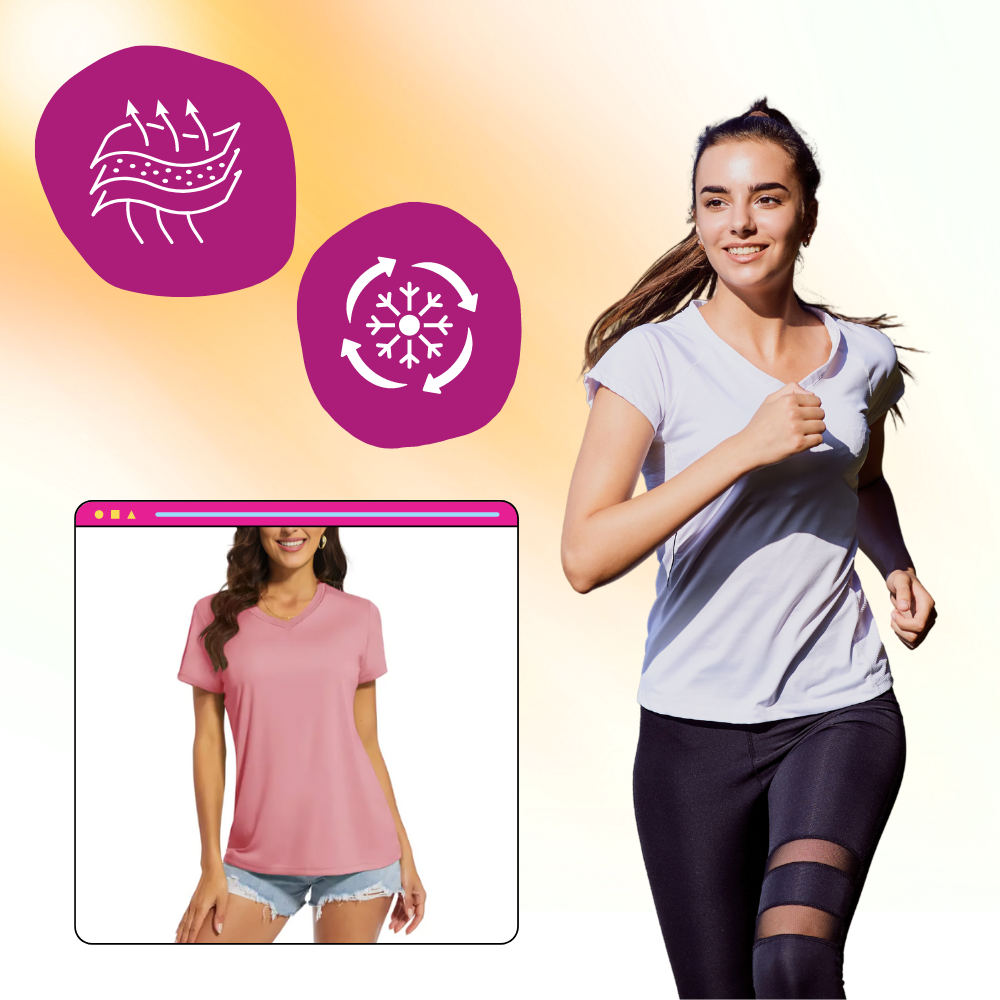 Maglia con scollo a V a raffreddamento istantaneo da donna - Ozerty