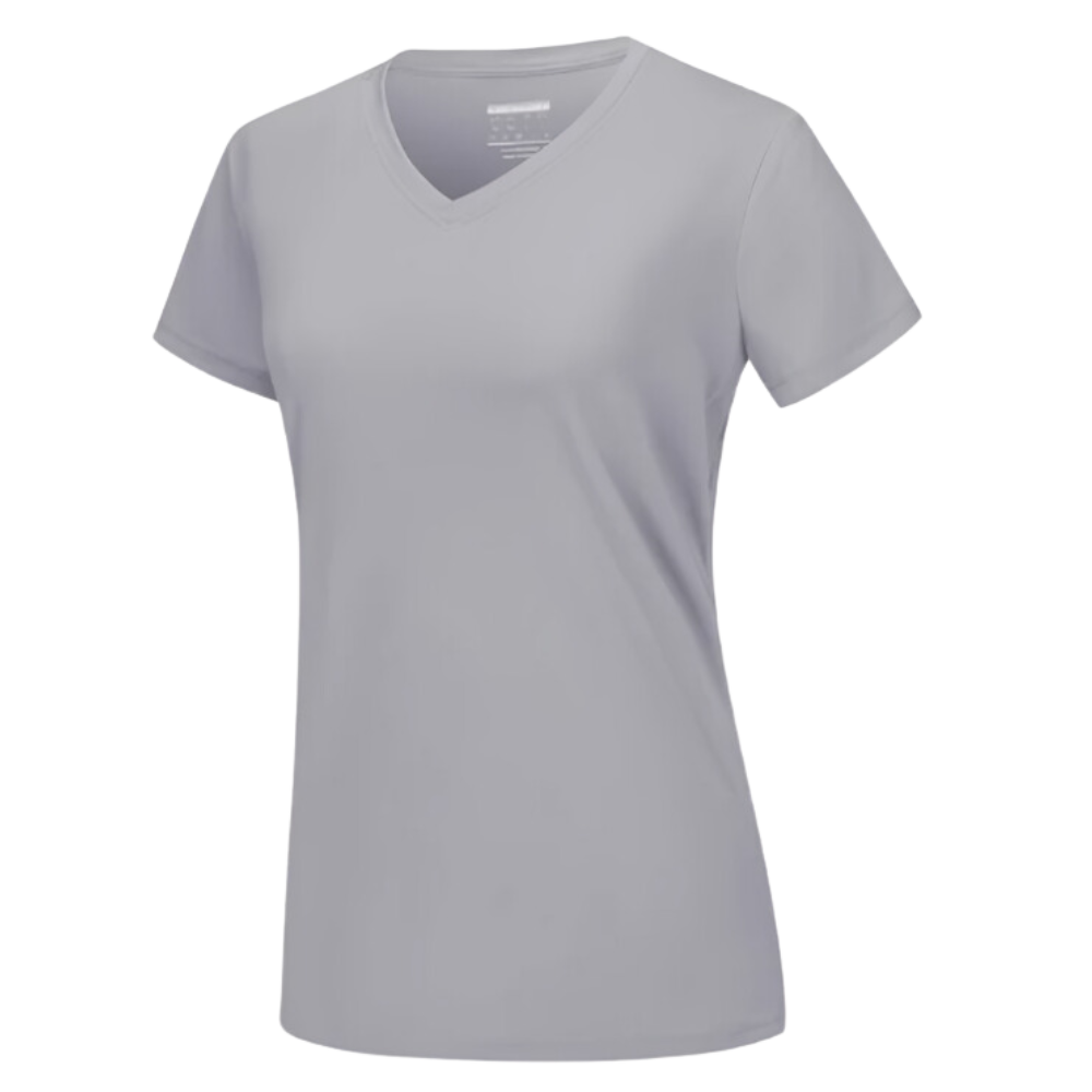 Maglia con scollo a V a raffreddamento istantaneo da donna -Grigio chiaro - Ozerty