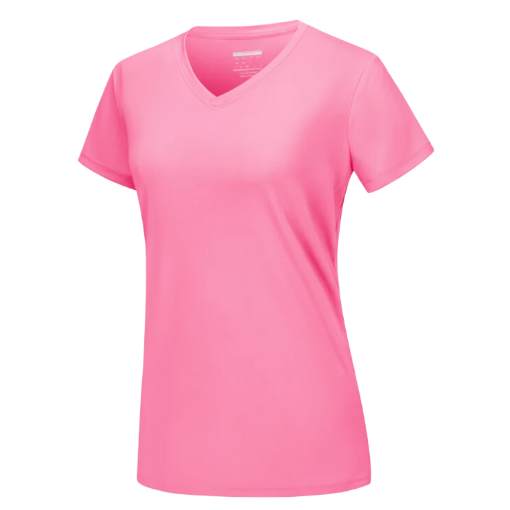 Maglia con scollo a V a raffreddamento istantaneo da donna -Rosso rosa - Ozerty