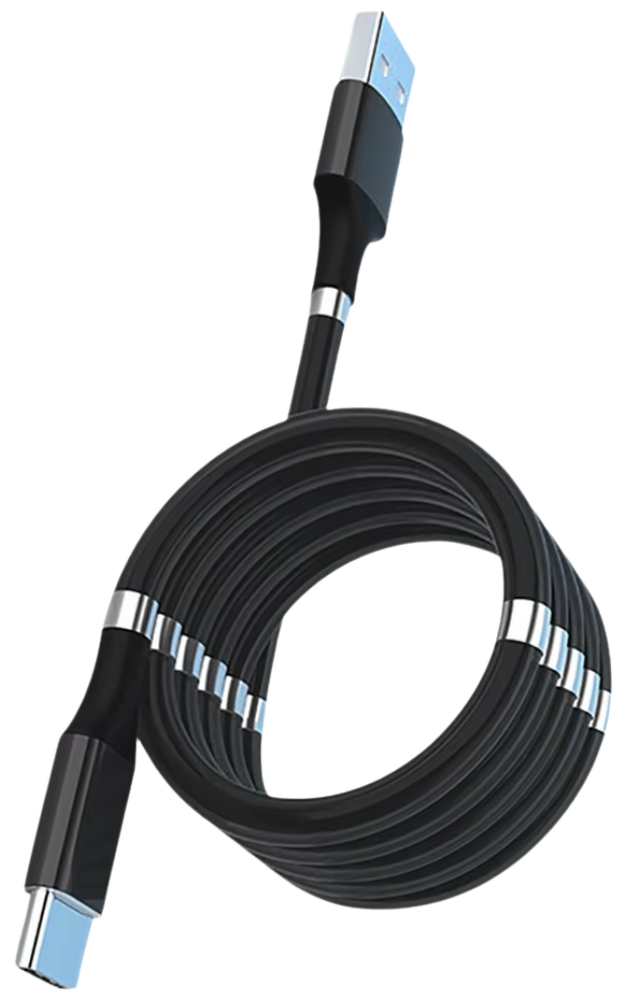 Cavo USB magnetico flessibile -Nero - Ozerty
