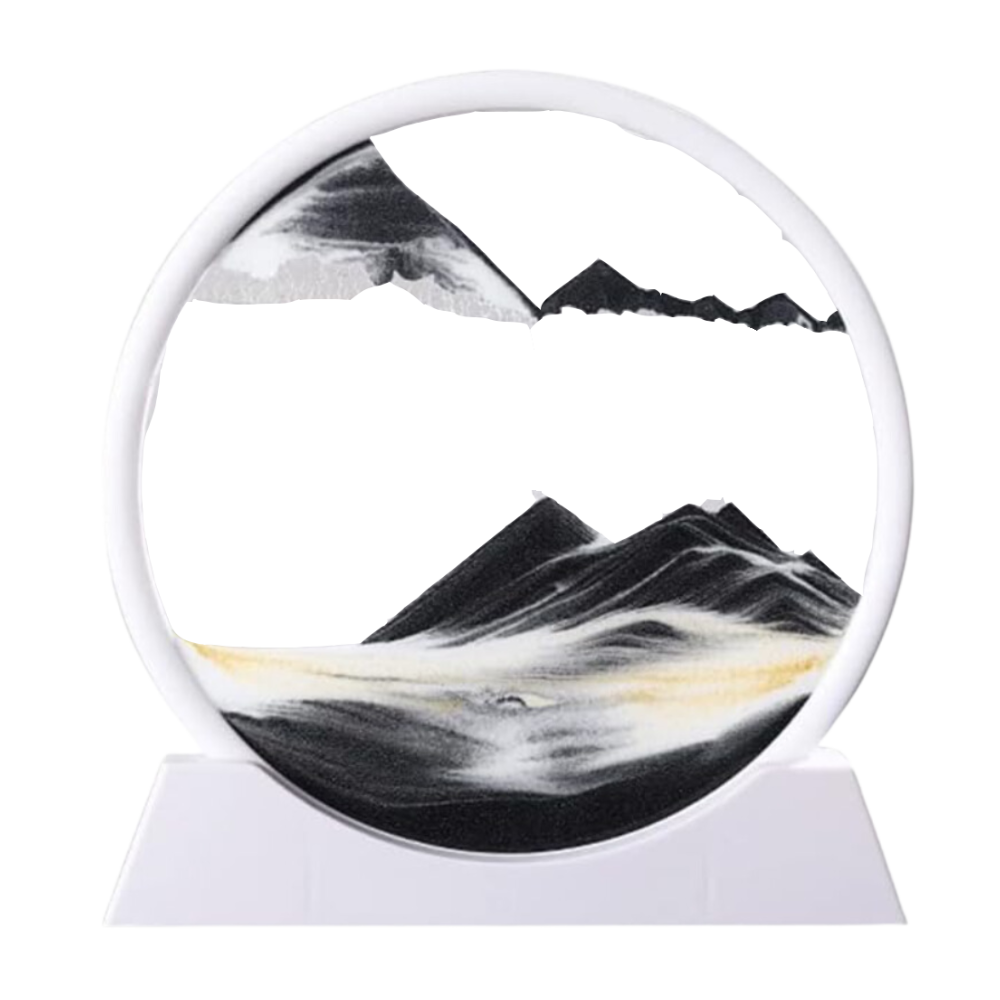 Quadro Ipnotico di Sabbia in Movimento -Nero con cornice bianca/18 x 19 cmNero con cornice bianca/25 x 26 cm  - Ozerty
