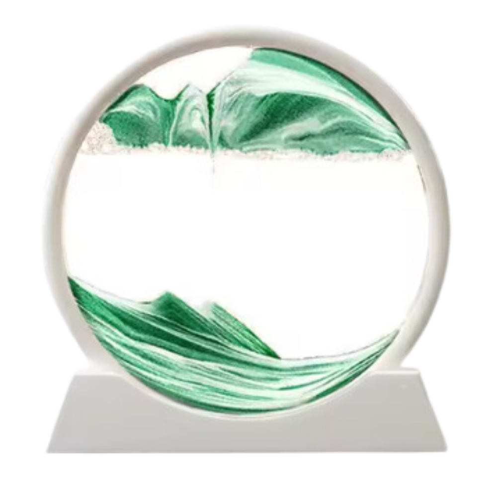 Quadro Ipnotico di Sabbia in Movimento -Verde con cornice bianca/18 x 19 cmVerde con cornice bianca/25 x 26 cm  - Ozerty