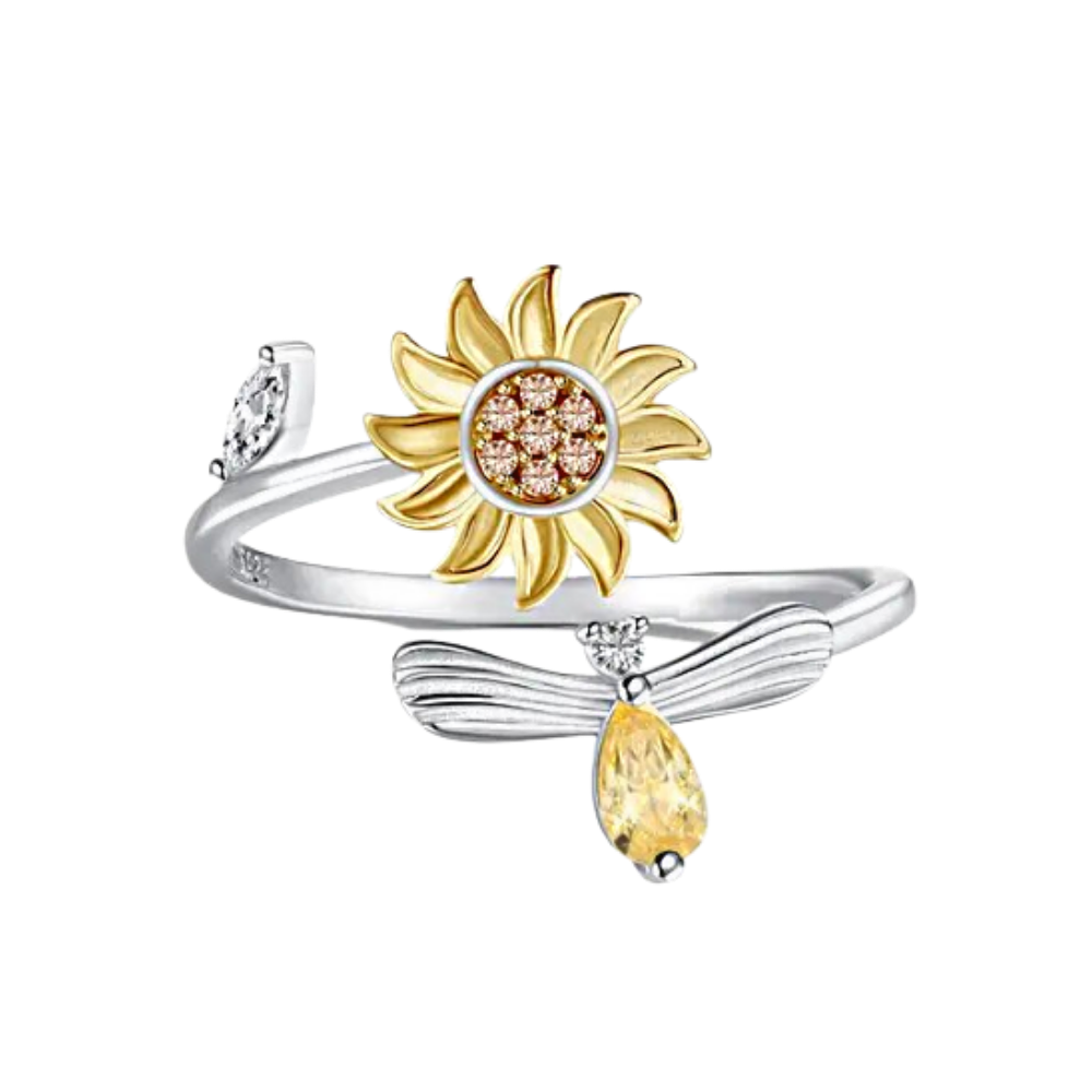 Anello Girasole rotante -Argento - Ozerty