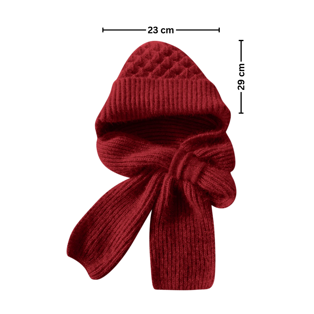 Cappello con cappuccio in maglia antivento con sciarpa e protezione per le orecchie integrate - Ozerty