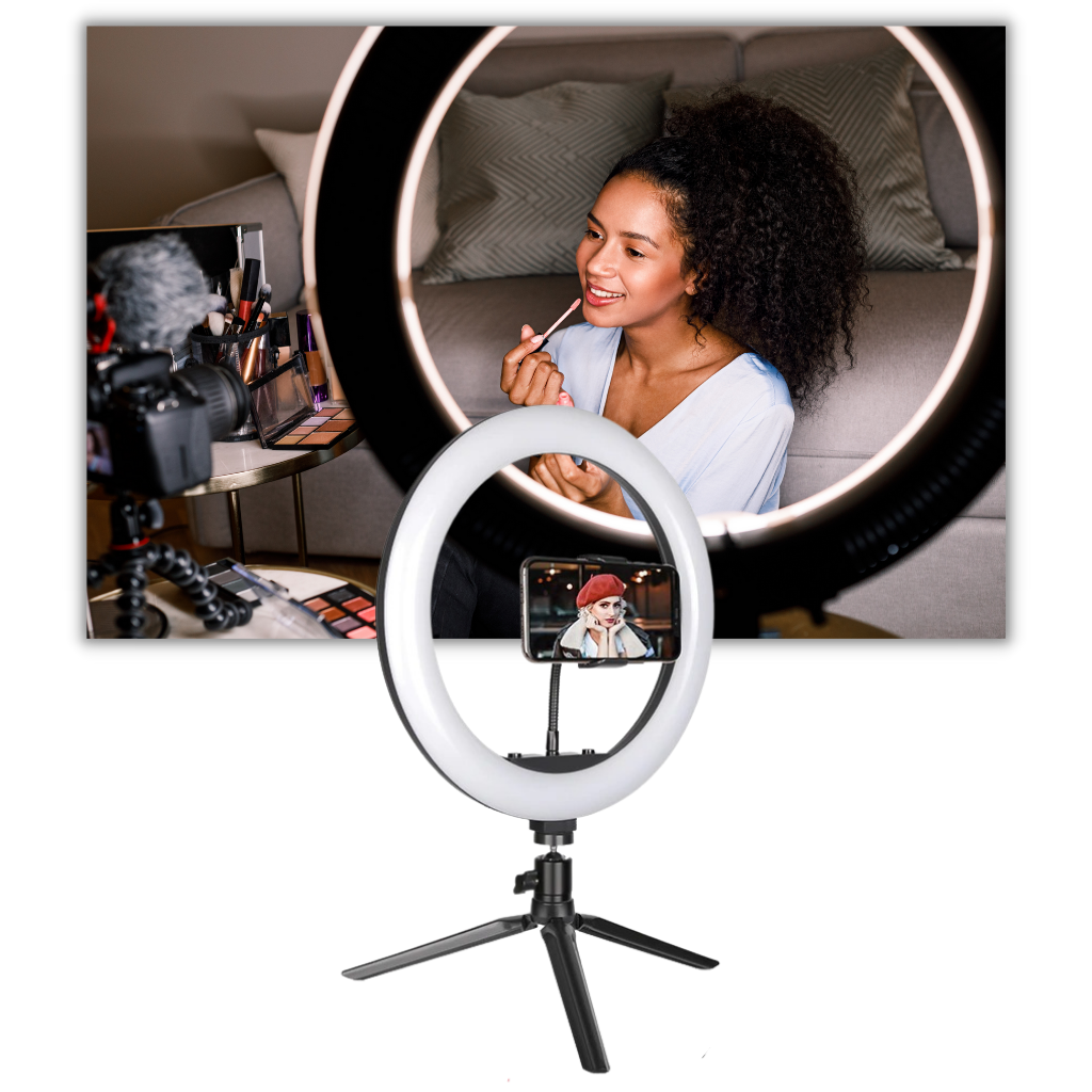 Luce ad anello a LED da 16 cm con supporto - Ozerty