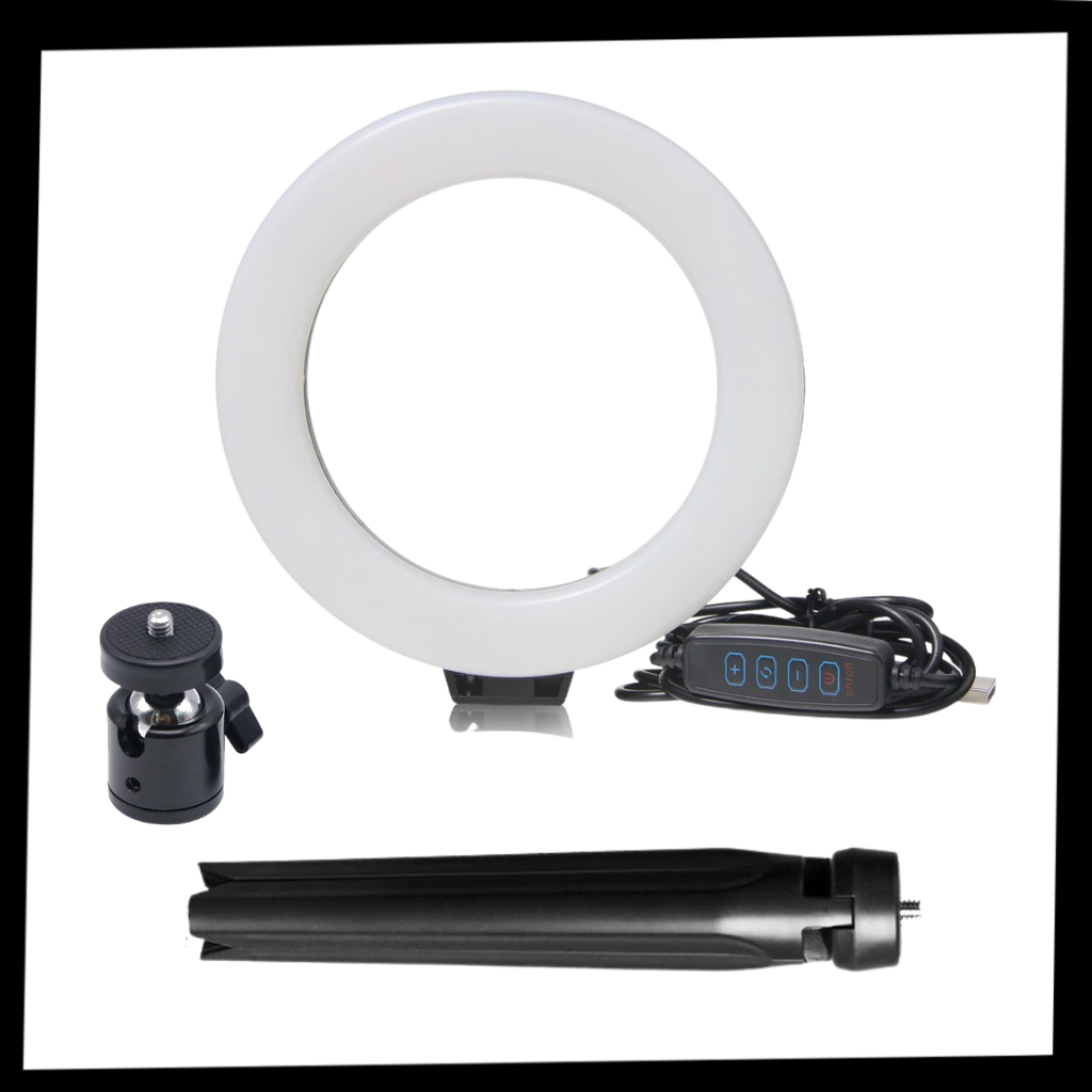 Luce ad anello a LED da 16 cm con supporto - Ozerty