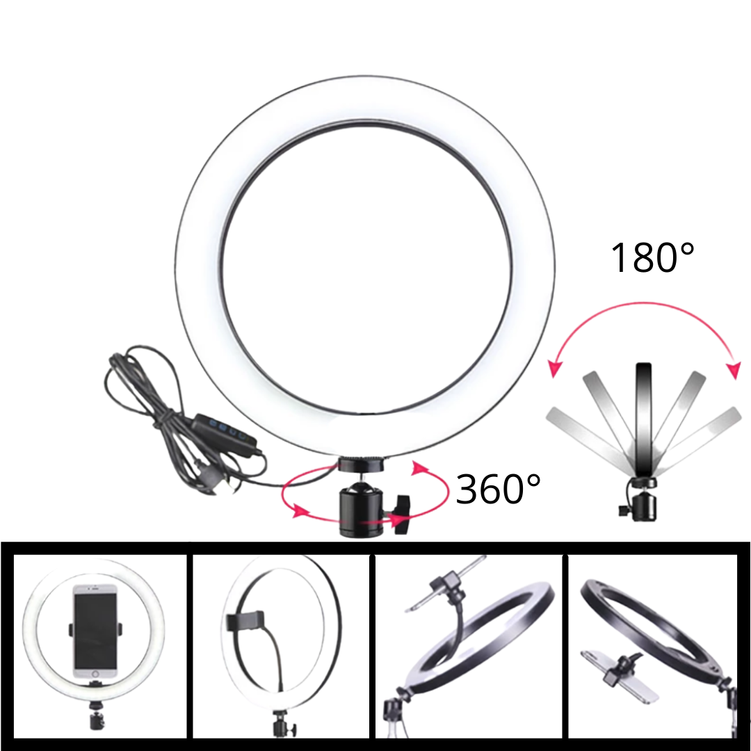 Luce ad anello a LED da 16 cm con supporto - Ozerty