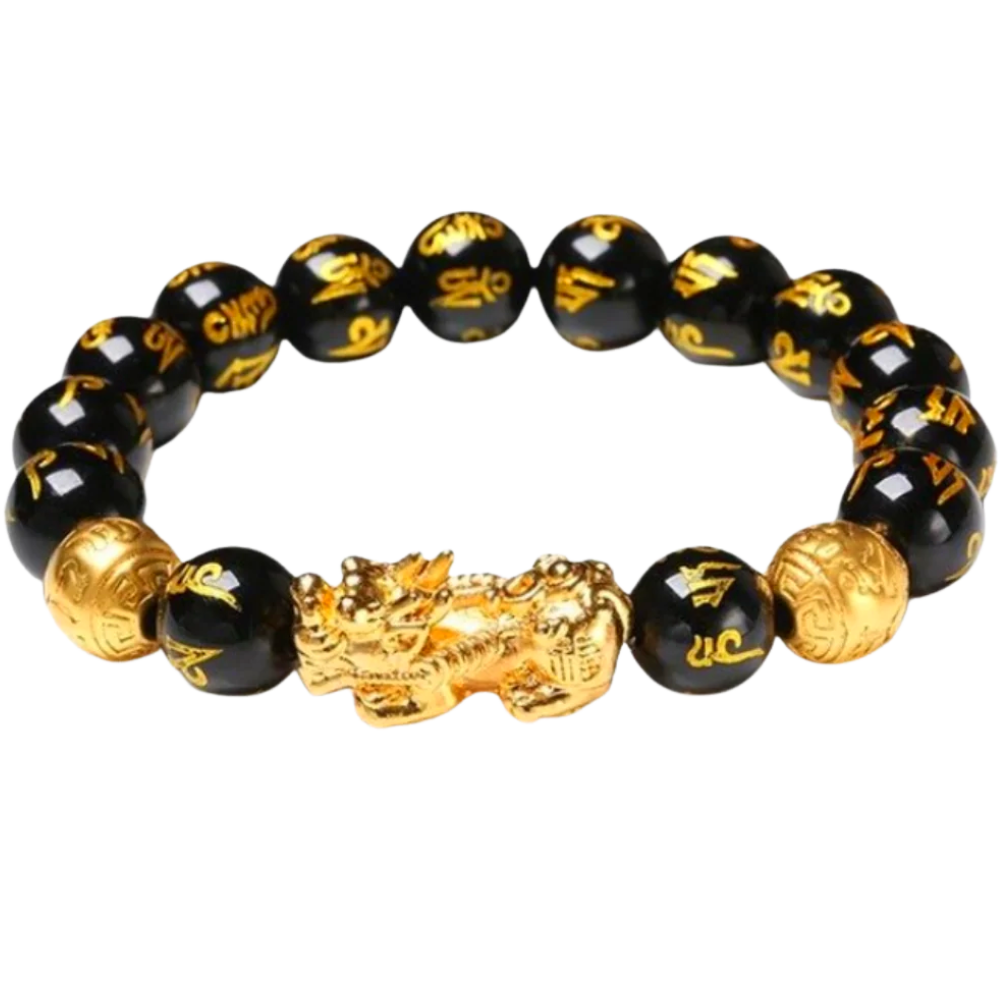 Bracciale in ossidiana nero e oro - Ozerty