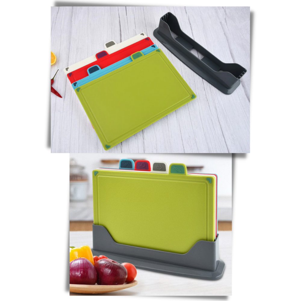 Set di taglieri 4 pezzi con supporto - Ozerty