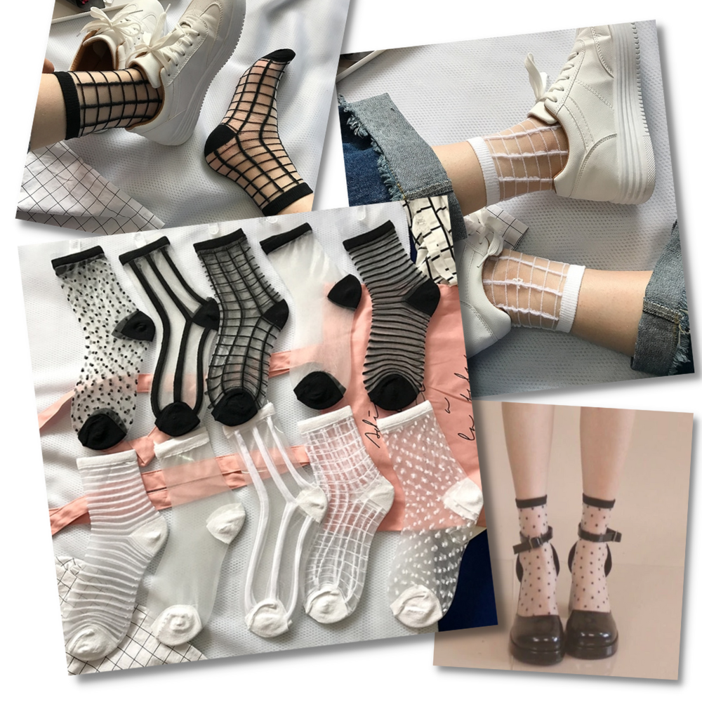 (10 paia) Calzini trasparenti alla moda per donne - Ozerty