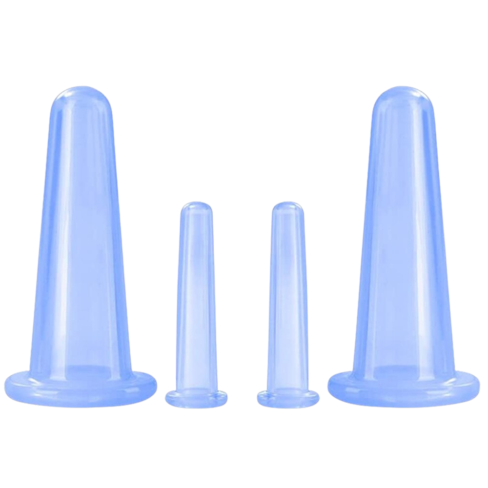 4 coppette in silicone per coppettazione per massaggio facciale