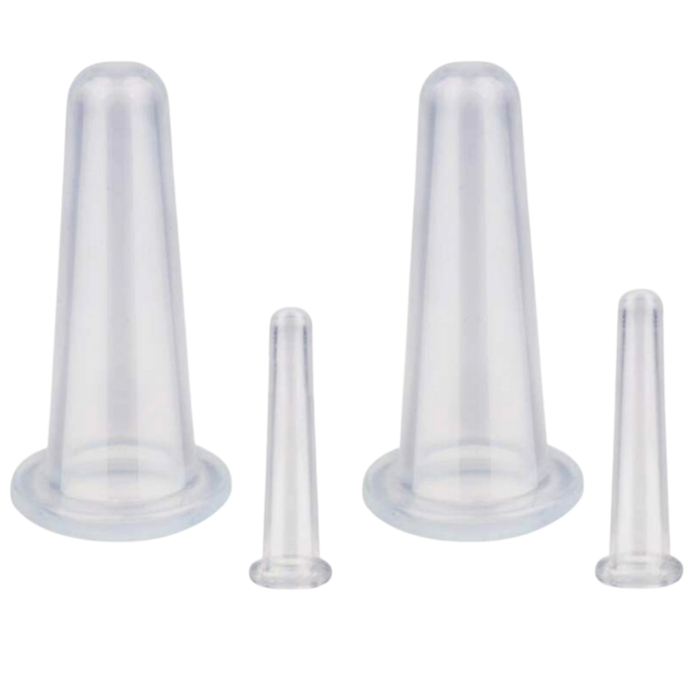 4 coppette in silicone per coppettazione per massaggio facciale
