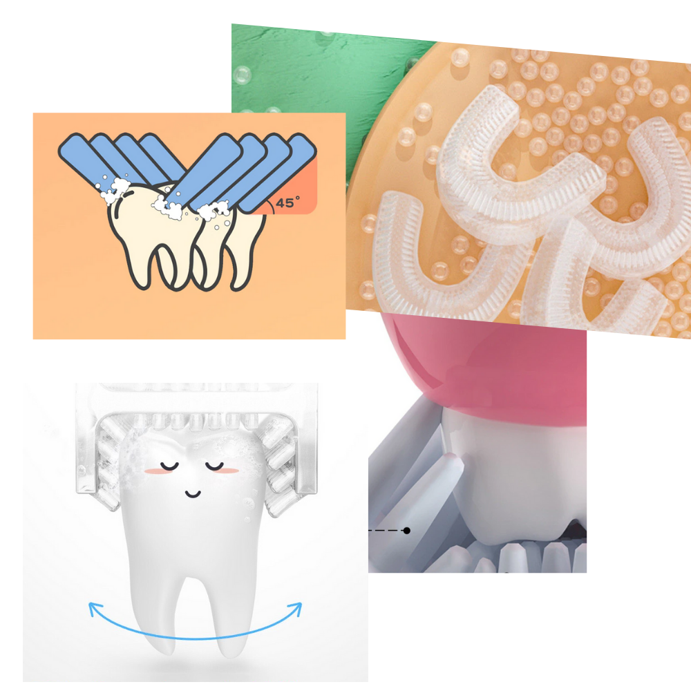 Spazzolino da denti elettrico a forma di u per bambini