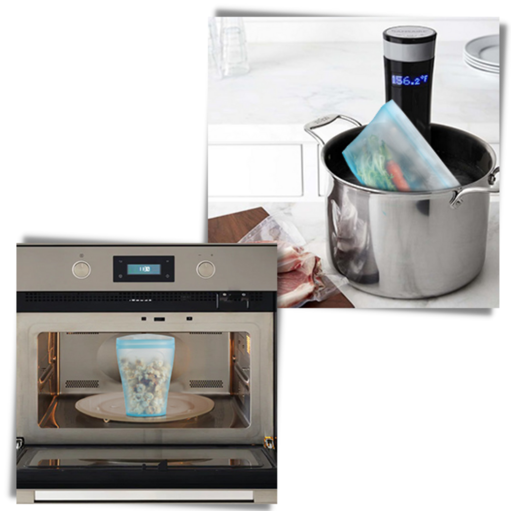 Confezione da 8 sacchetti in silicone per alimenti riutilizzabili