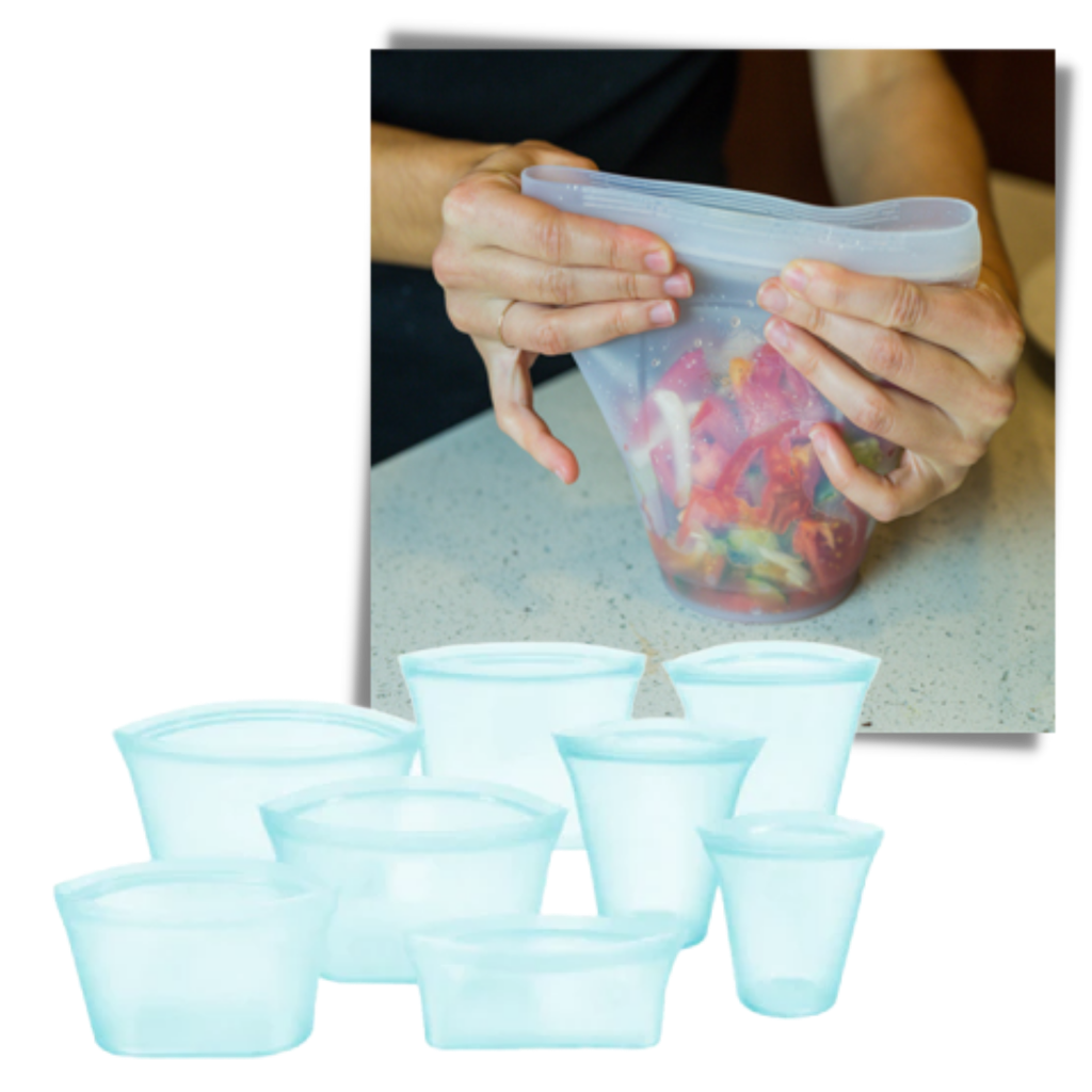 Confezione da 8 sacchetti in silicone per alimenti riutilizzabili - Ozerty