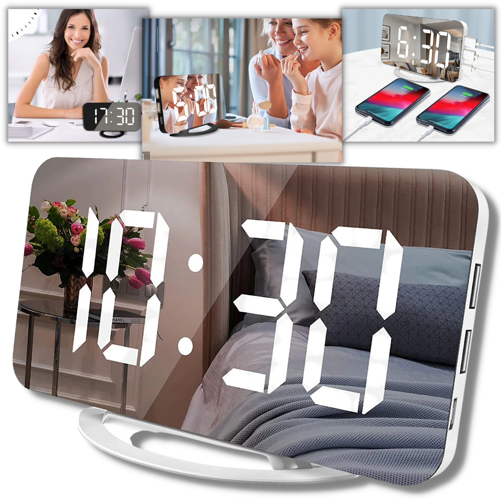 Specchio orologio digitale multifunzionale - Ozerty