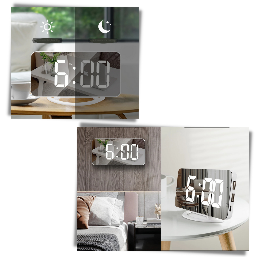 Specchio orologio digitale multifunzionale - Ozerty