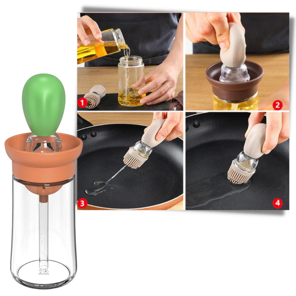 Bottiglia di olio in vetro con pennello - Ozerty