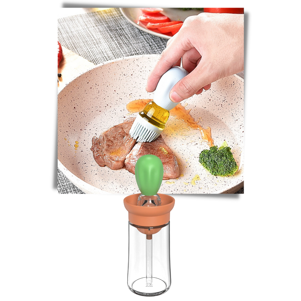 Bottiglia di olio in vetro con pennello - Ozerty