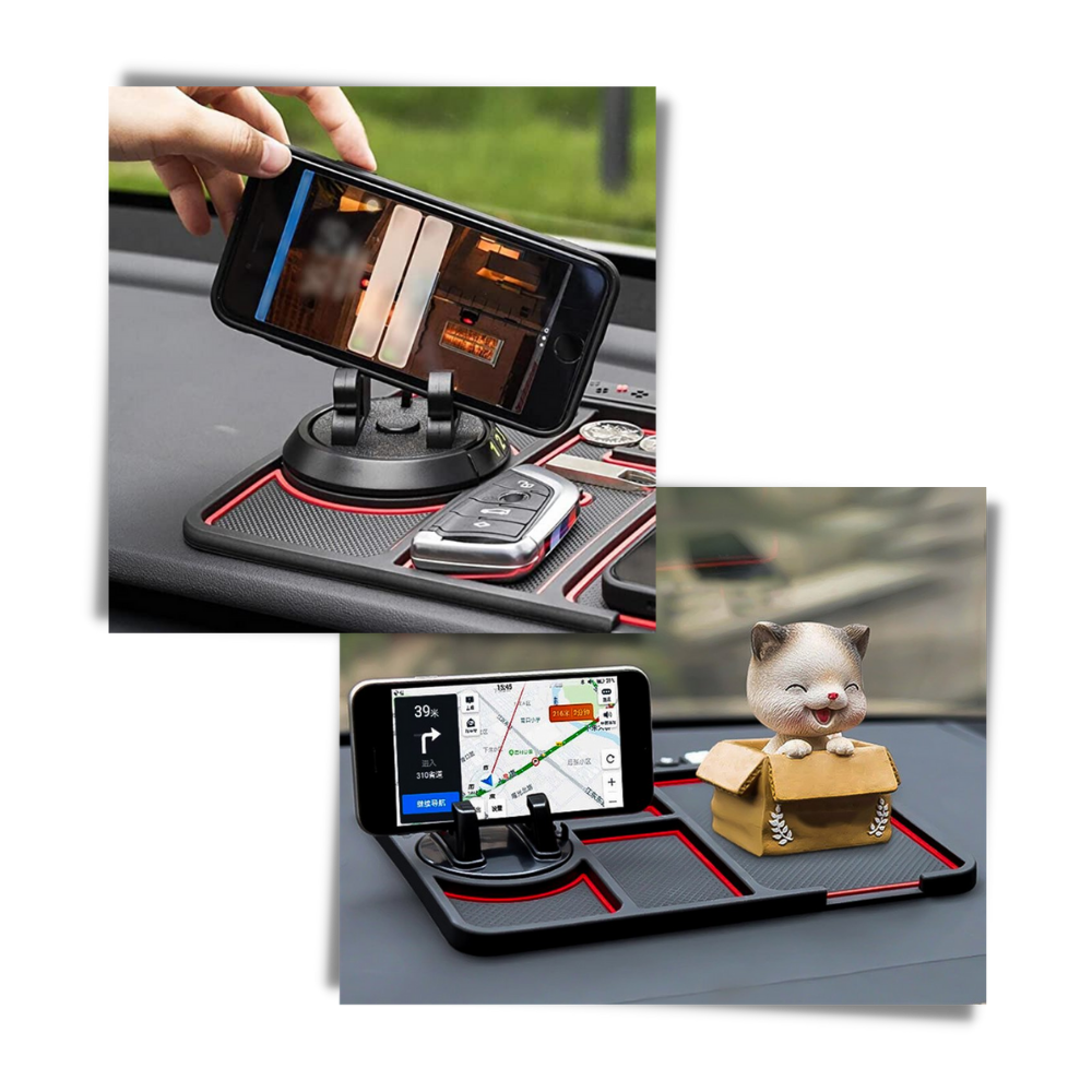 Cuscinetto antiscivolo e supporto per telefono per auto - Ozerty