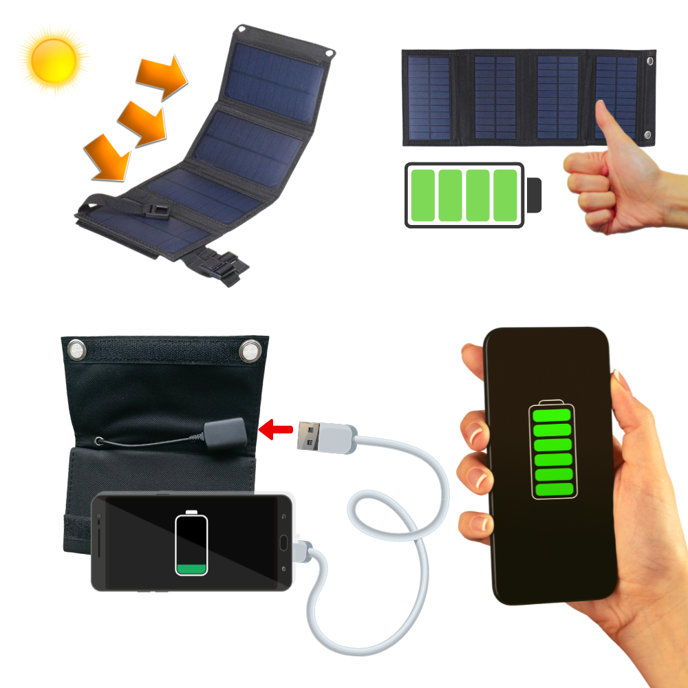 Pannello solare portatile con 2 porte usb