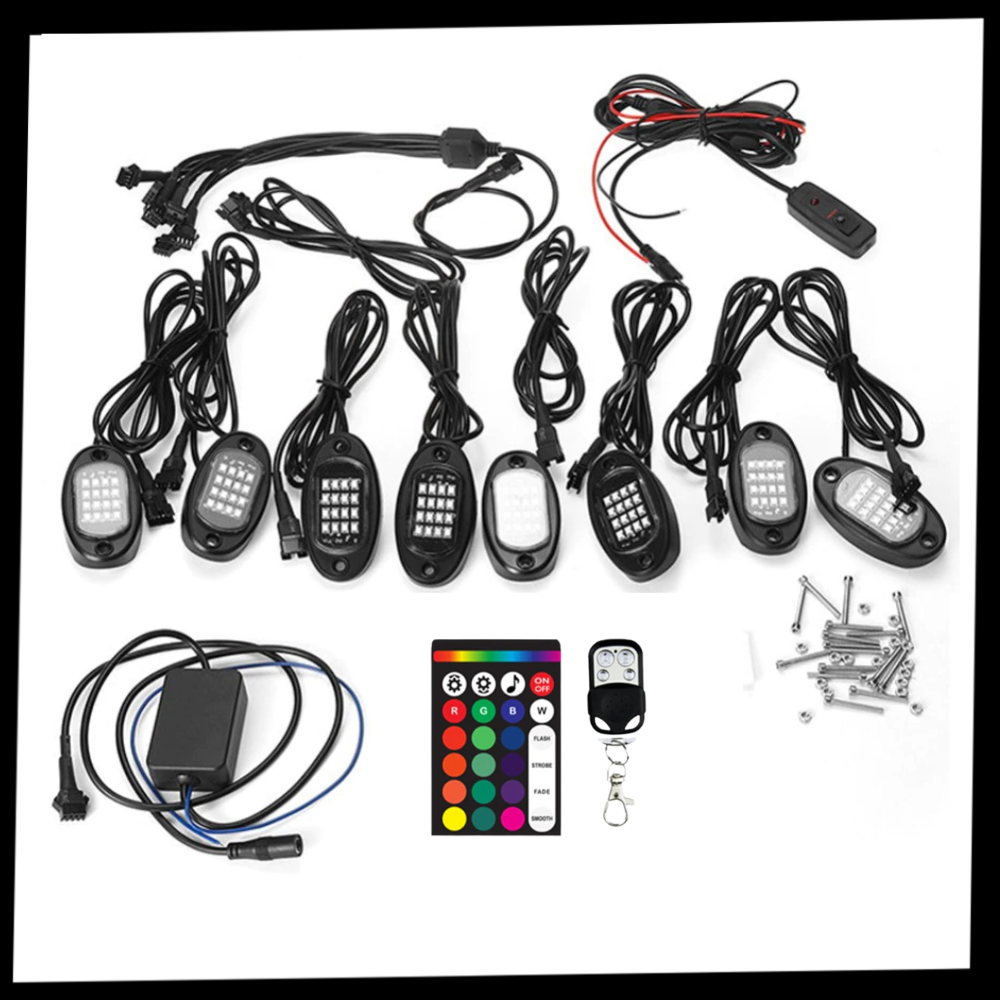Confezione da 8 luci RGB per veicoli - Ozerty