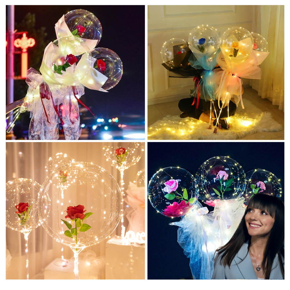 Bellissimo palloncino a LED con rosa