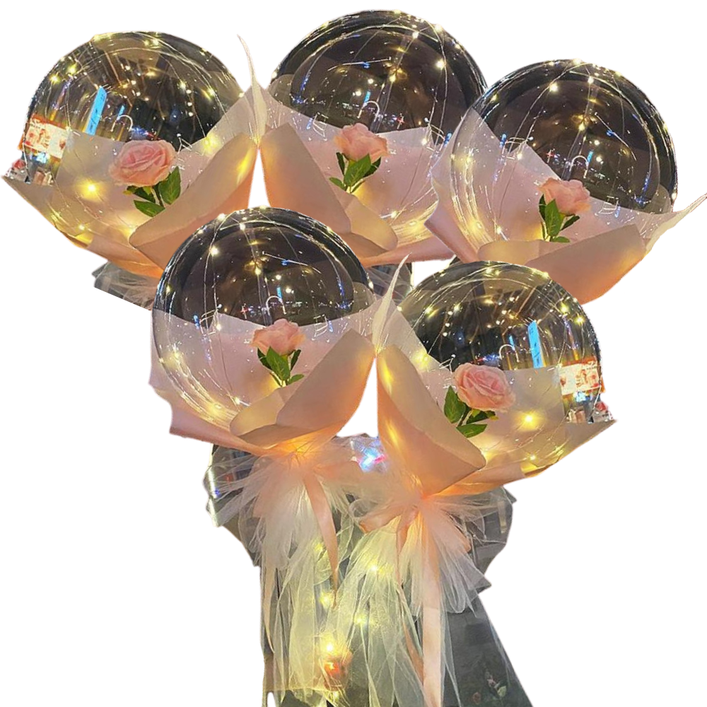 Bellissimo palloncino a LED con rosa