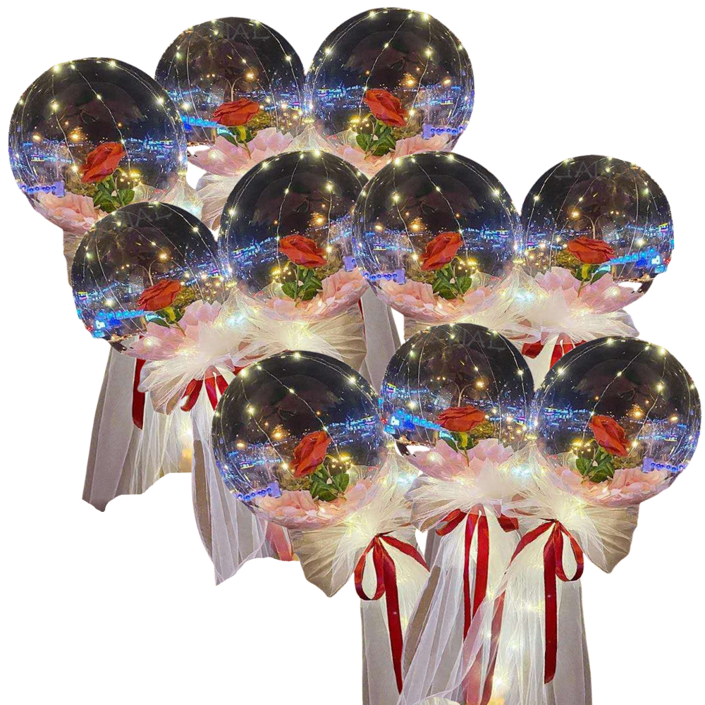 Bellissimo palloncino a LED con rosa