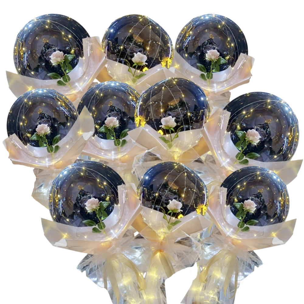 Bellissimo palloncino a LED con rosa