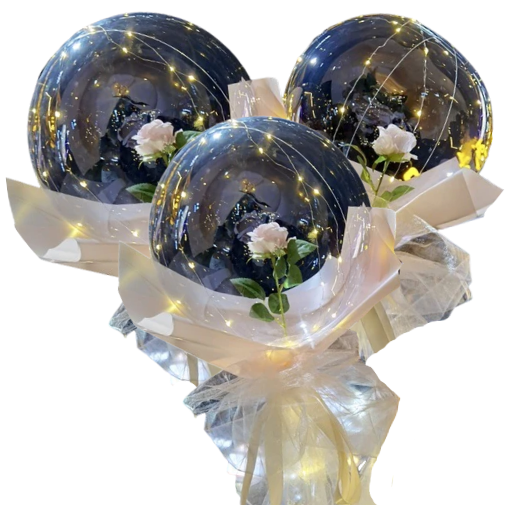 Bellissimo palloncino a LED con rosa