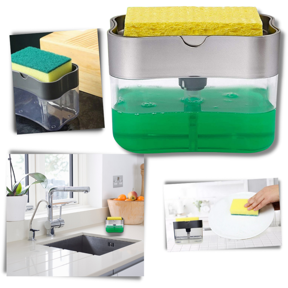 Distributore di detersivo da cucina con porta spugna - Ozerty