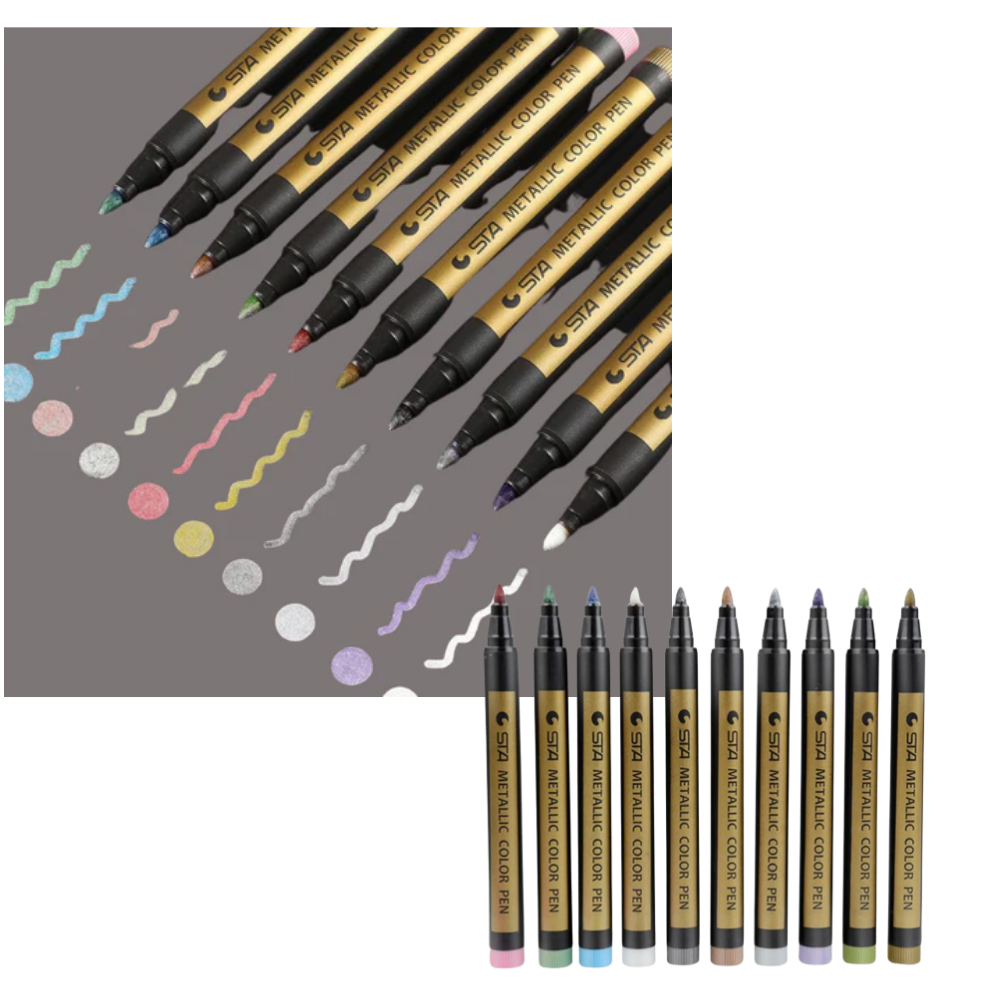 Confezione da 10 pennarelli colorati metallizzati - Ozerty