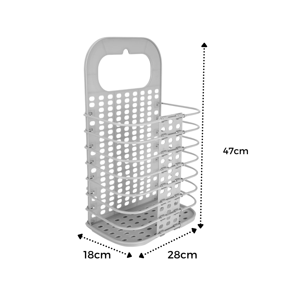 Cesto da bucato pieghevole in plastica montabile a parete - Ozerty