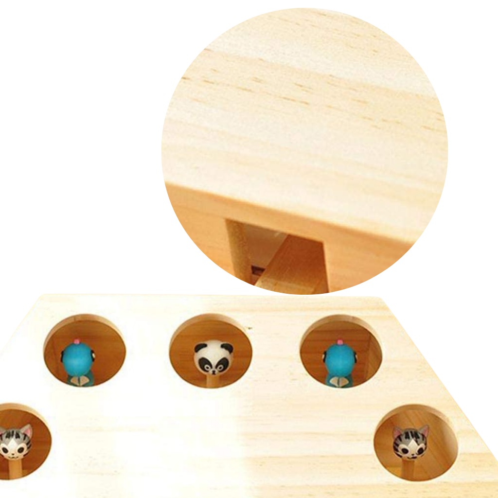 Giocattolo di legno interattivo per gatti con 5 buchi - Ozerty