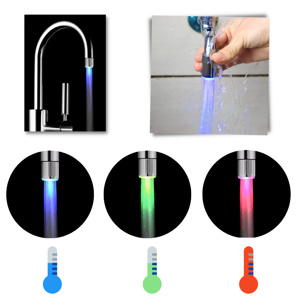 Ugello del rubinetto con sensore di temperatura che cambia colore - Ozerty