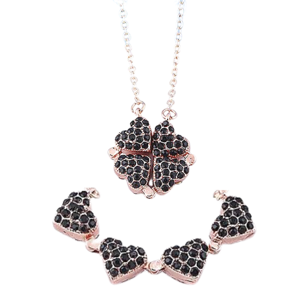 Collana a cuore regolabile a 4 foglie di trifoglio