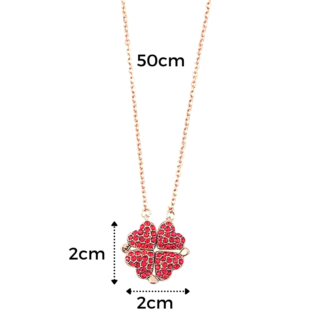 Collana a cuore regolabile a 4 foglie di trifoglio - Ozerty