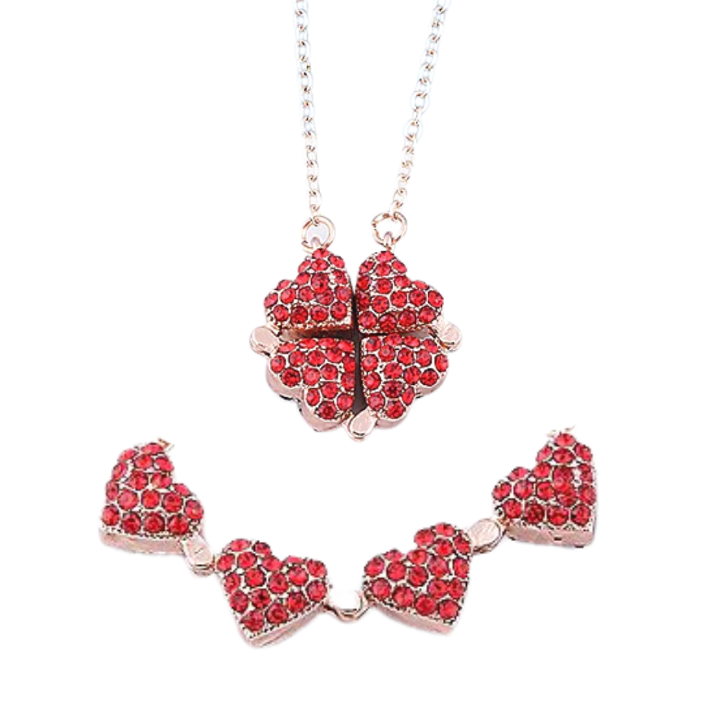 Collana a cuore regolabile a 4 foglie di trifoglio