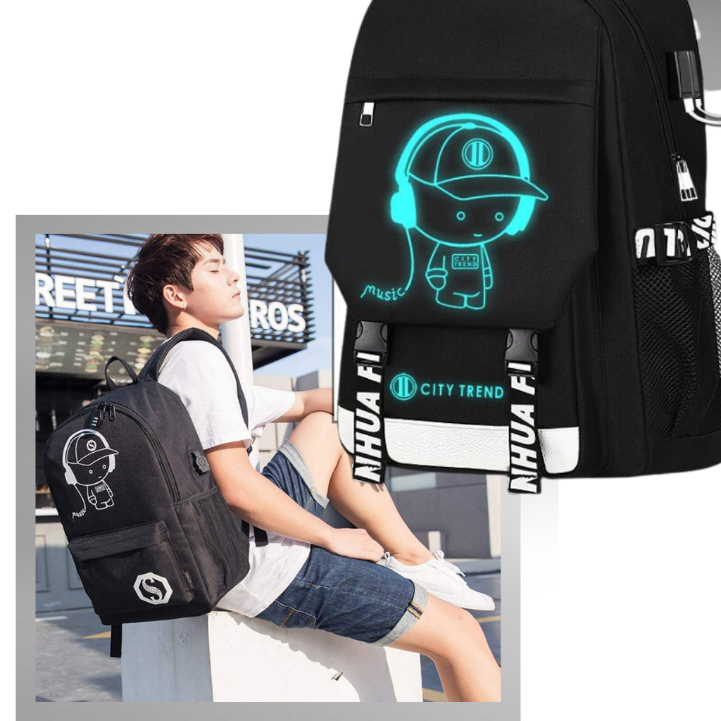 Zaino luminoso per laptop in stile anime