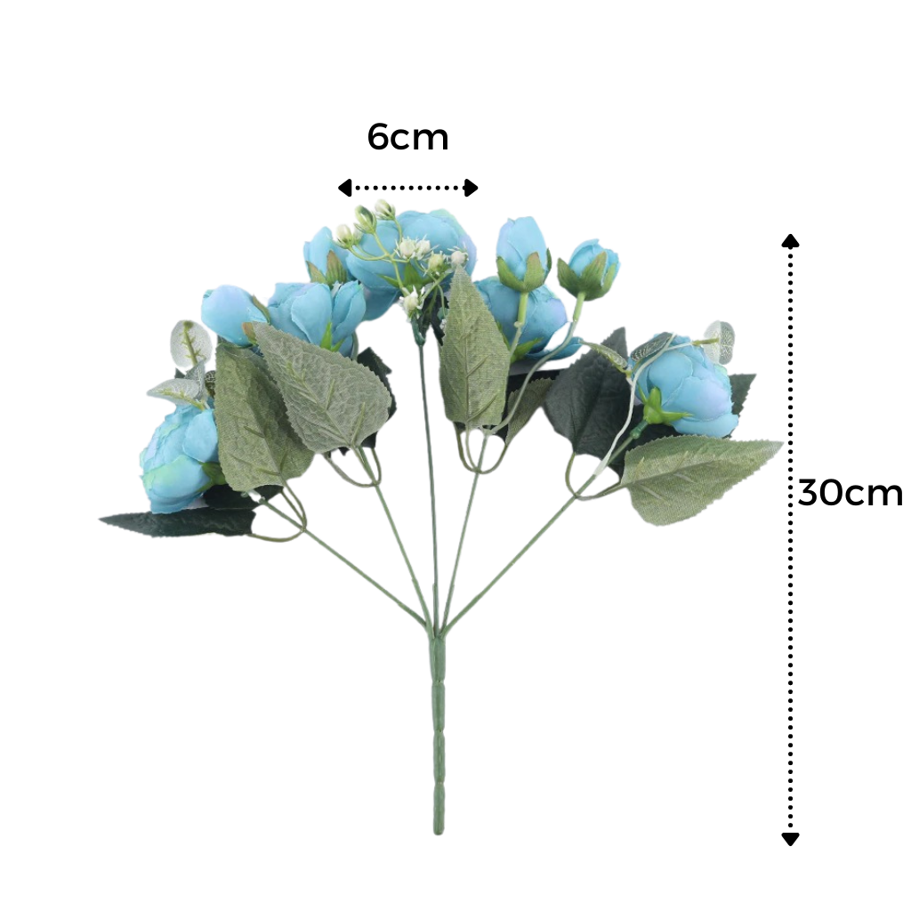 Bouquet di fiori artificiali di seta con peonie e rose - Ozerty