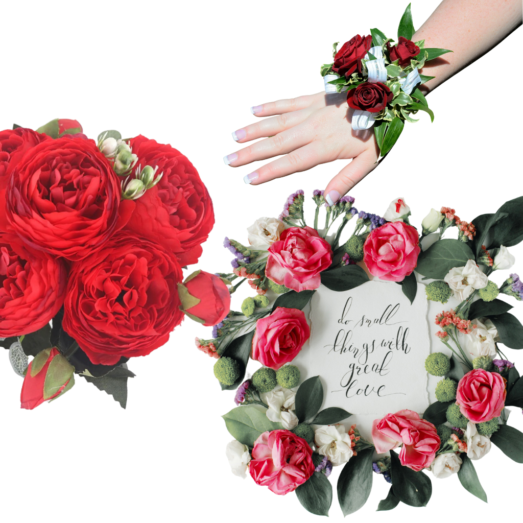Bouquet di fiori artificiali di seta con peonie e rose - Ozerty