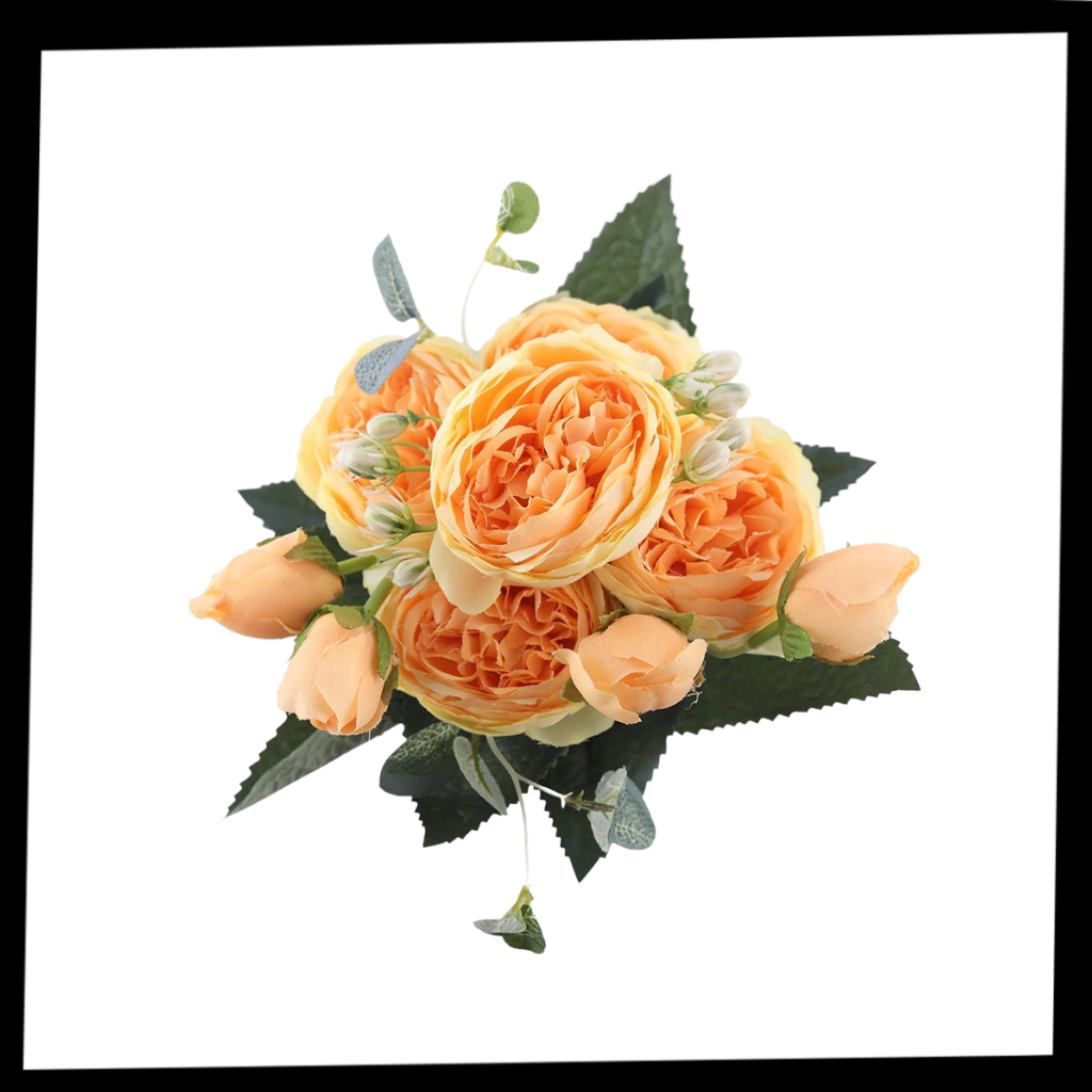 Bouquet di fiori artificiali di seta con peonie e rose - Ozerty