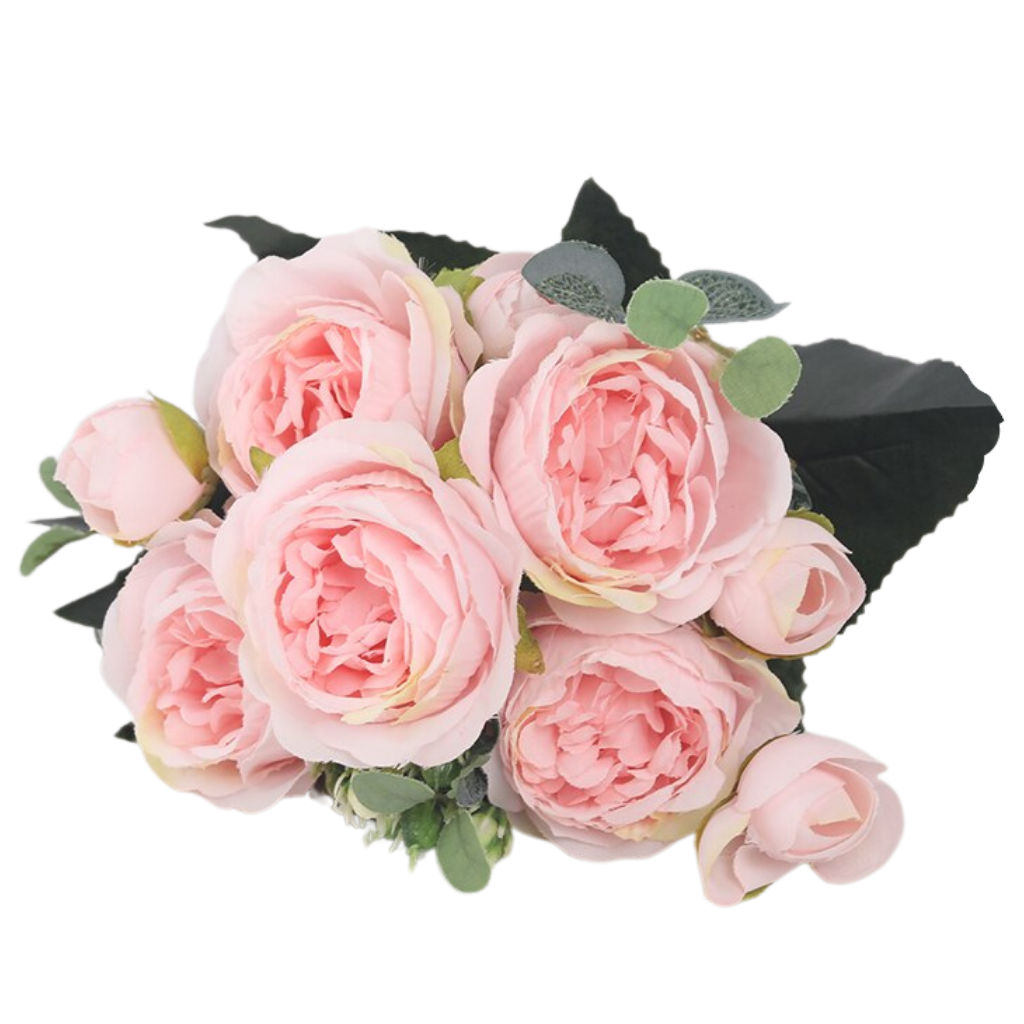 Bouquet di fiori artificiali di seta con peonie e rose