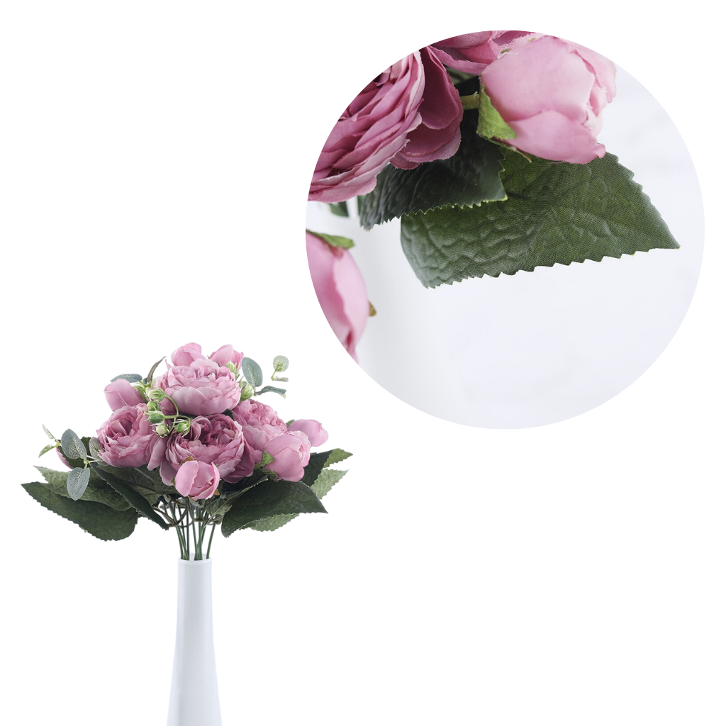 Bouquet di fiori artificiali di seta con peonie e rose - Ozerty