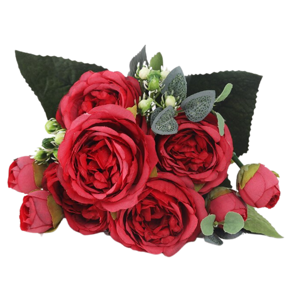 Bouquet di fiori artificiali di seta con peonie e rose