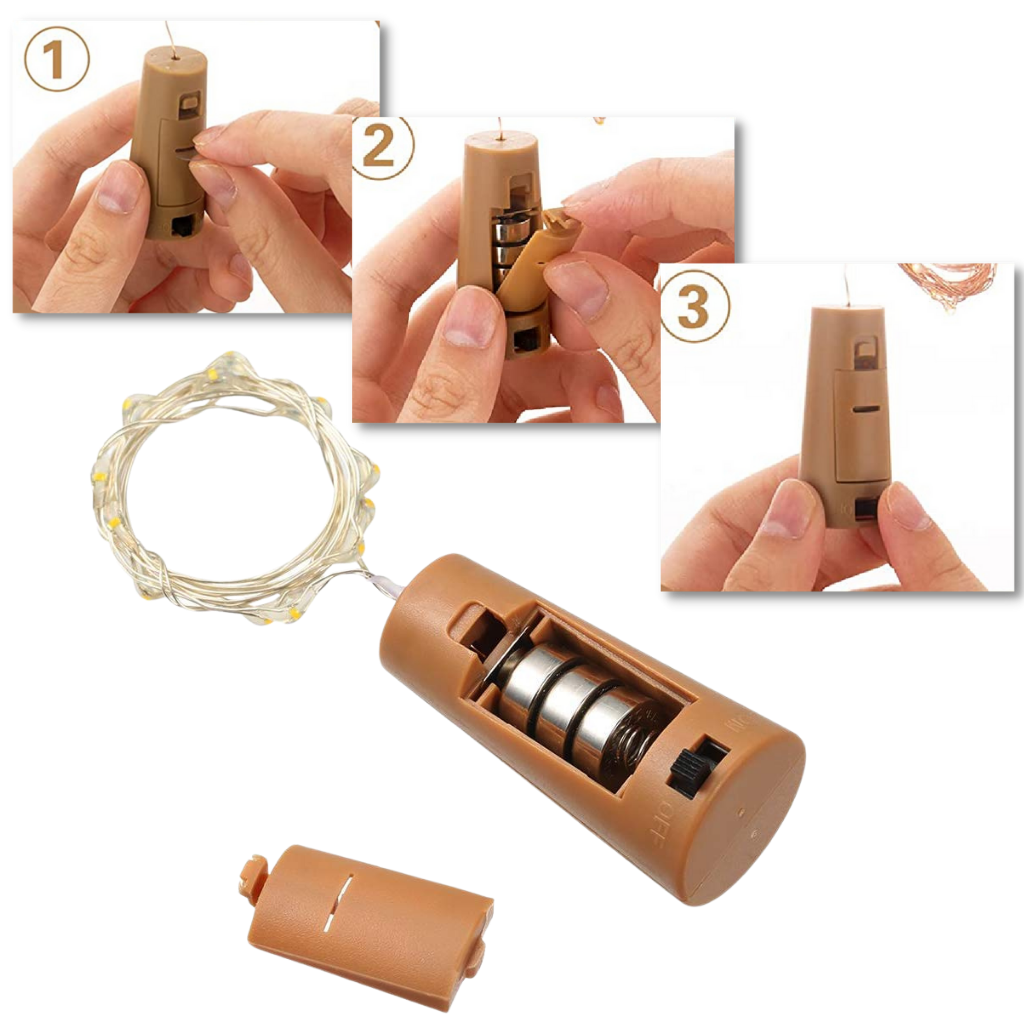 Stringa di luce LED bottiglie con tappo di sughero (confezione da 3) - Ozerty